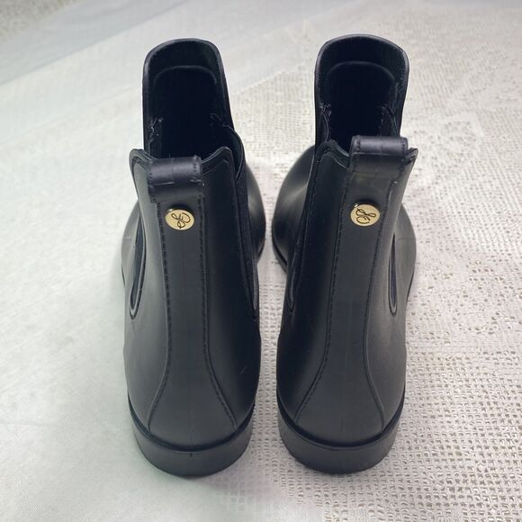 SAM EDELMAN Rain Boots Pull On Ankle Rubber Stretch Logo Womens Size 10 Black - Picture 4 of 6